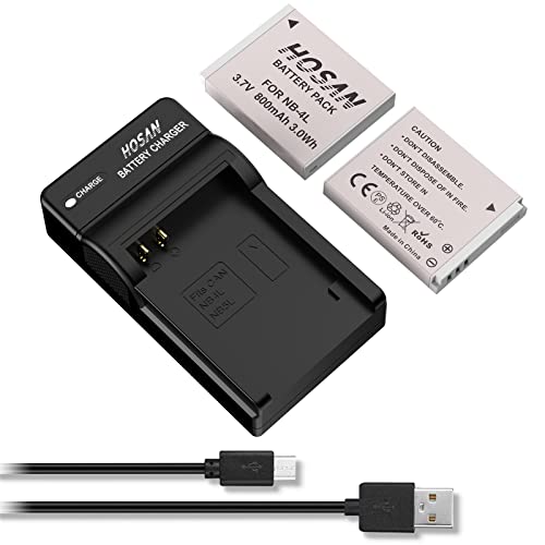 Amazon | HOSAN NB-4L 互換バッテリー 2個 + 充電器 対応機種 Canon NB